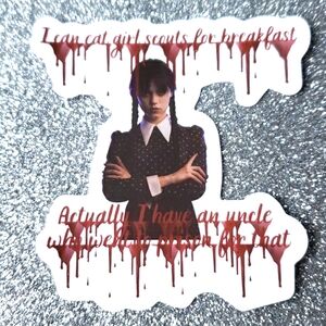 ADDAMS FAMILY waterproof sticker Wednesday Quote girl scout prison